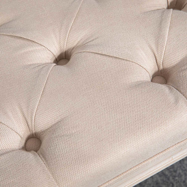 Stoppad Bänk, Vintage Sängbänk, Hallbänk Med Knappar, Linnelook, Lastkapacitet Upp Till 120 Kg, 80X40X43Cm, Beige