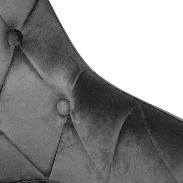 Matstol i sammet, grafitgrå, quiltad design, metallben