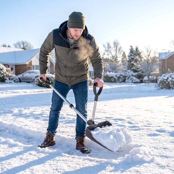 Ergonomisk snöskyffel med 45 cm brett plastblad