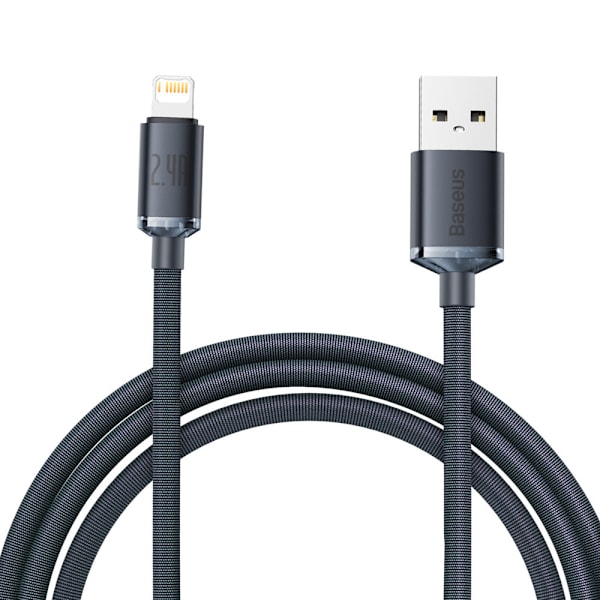 Kabel för snabbladdning och dataöverföring USB Iphone Lightning 2.4A 2m svart