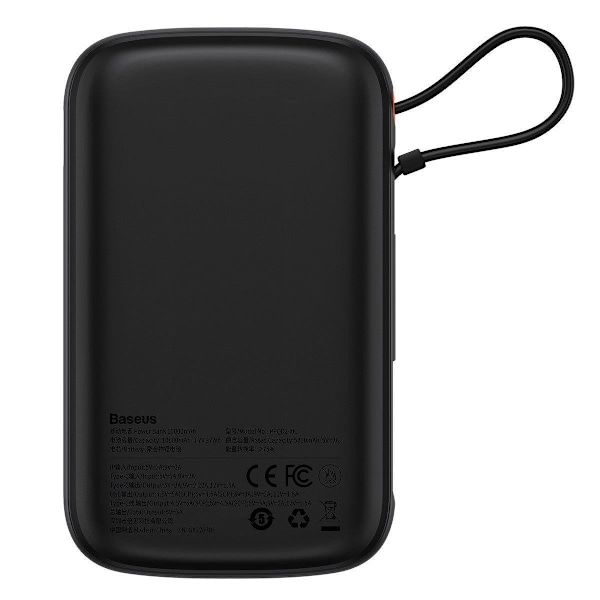 Powerbank pikalatauksella 10000mAh 22,5W QC-PD-SCP-FCP USB-C-kaapeli musta