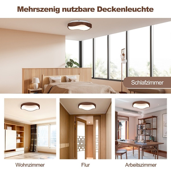 24W LED loftslampe energibesparende loftslampe med træåre 41,5 x 10 cm