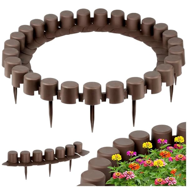 Bruna plastkanter för trädgården, 220 cm, 4-pack