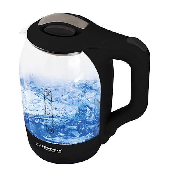 Esperanza Elektrisk Vattenkokare Glas Med Led Ljus Yukon 1,7 L Svart
