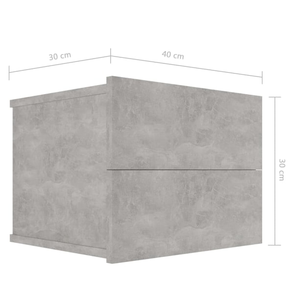 Comodini 2 pannelli in MDF grigio cemento 40x30x30 cm