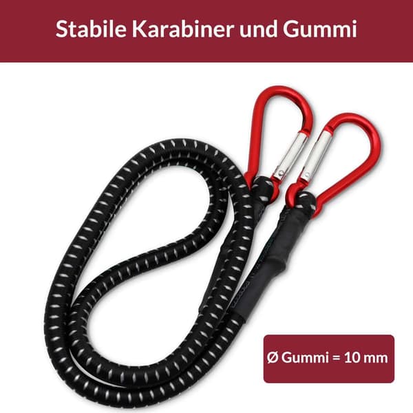 Bungee-lina med karbinhake, 100 cm x 10 mm, 2-pack