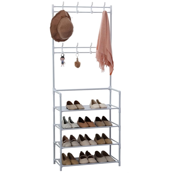 Herzberg Segmented Hallstand Tøjbøjle med 4 hylder Skostativ - 60x155cm