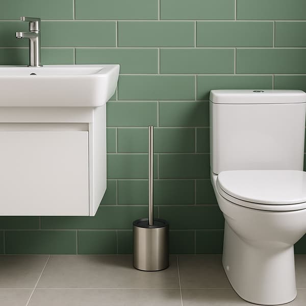 Toiletbørste i rustfrit stål med holder