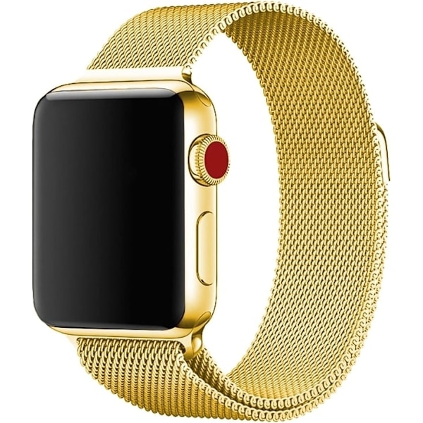 Wave teräspunottu ranneke, Apple Watch 42 / 44 / 45 / 46 / 49 mm, kulta