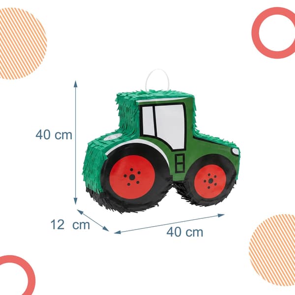 Traktor Piñata Set med Pinne & Mask, Mörkgrön