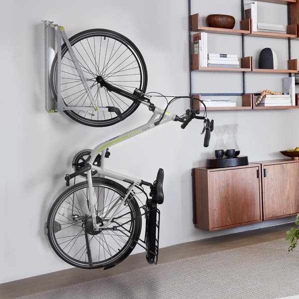 Pivot cykelstativ, sort – pladsbesparende, roll-on design