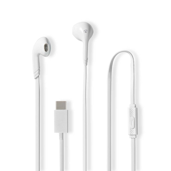 Trådbundna hörlurar | USB-C™ | Kabellängd: 1,20 m | Inbyggd mikrofon | Volymkontroll | Vit