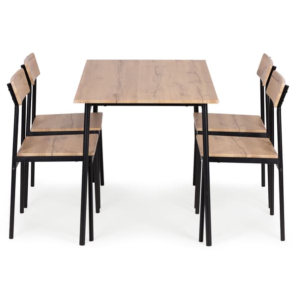 Matbordsset med 4 stolar, MDF och stål
