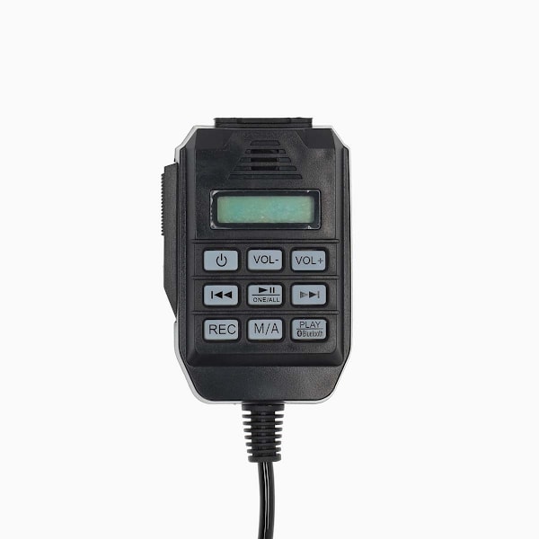 Megafon | Maximal räckvidd: 1500 m | Maximal volymkontroll: 120 dB | Löstagbar mikrofon | Inbyggd siren | Bluetooth® | Inspelningsfunktion | USB-uppsp
