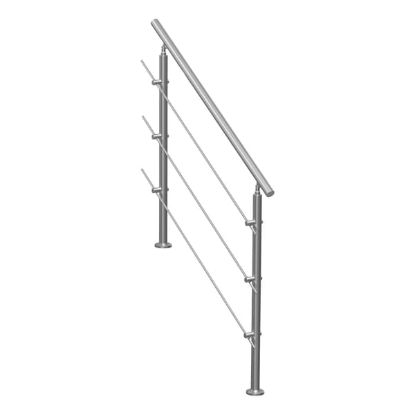 Ledstång för utomhustrappa, 122 cm rostfritt stål, kit