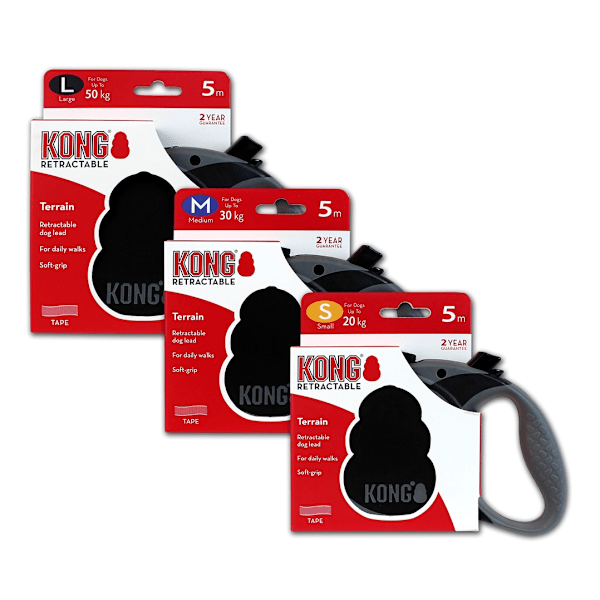 KONG optrækkelig snor Terræn sort L (5m/50kg)