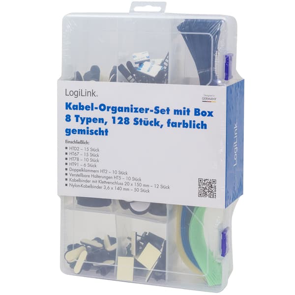 8 stykke kabelstyringssæt 128 stykker assorterede farver