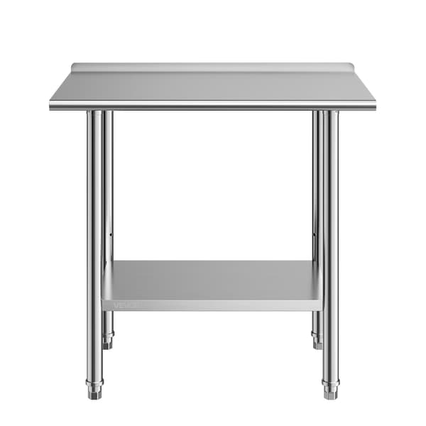 Arbejdsbord i rustfrit stål 91x61 cm, bagplade, underhylde