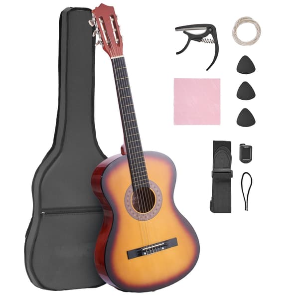 Klassisk gitarr 38 tum, nylonsträngar startpaket