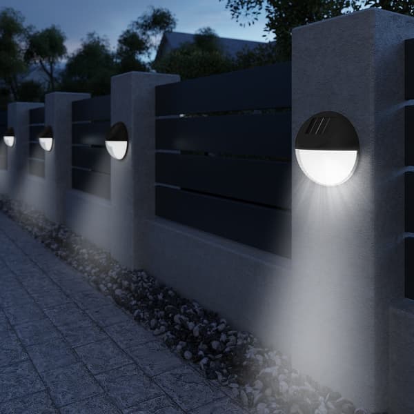LED solcellevæglamper, 6-pak, automatisk skumringssensor