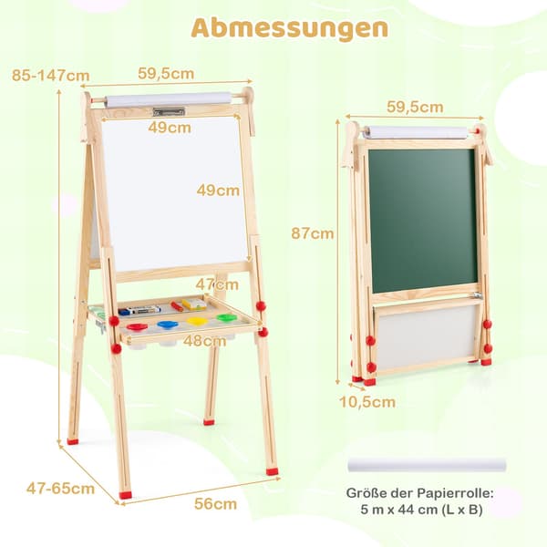 3-i-1 børnekunststaffeli – magnetisk, justerbar, foldbar