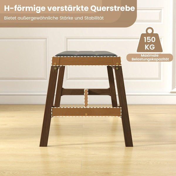 127 cm gummiträbänk med sittdyna gjord av konstläder matsalsbänk stoppad bänk valnöt
