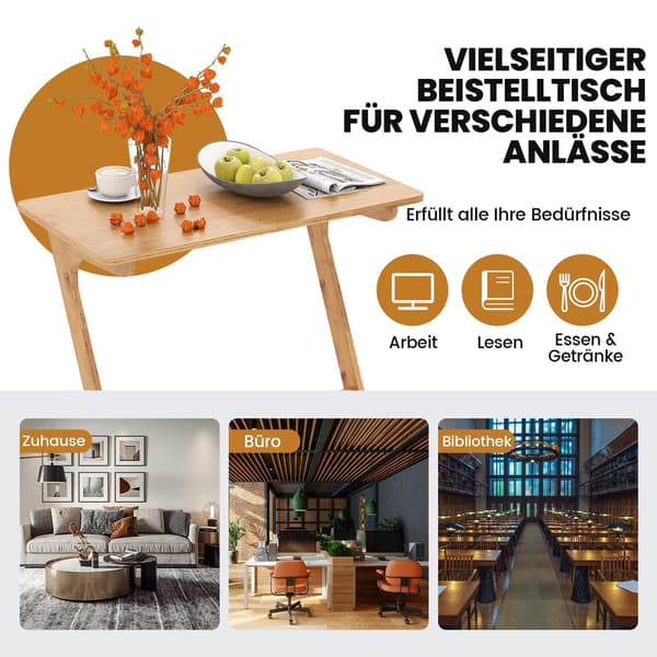 Z-formet bambus sidebord – Pladsbesparende sofabord