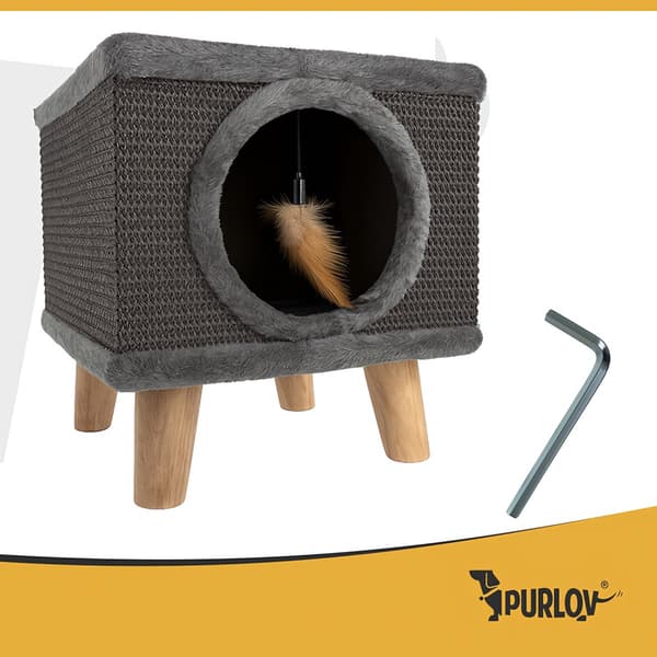Kradsetræ til katte med seng, sisal, staldben