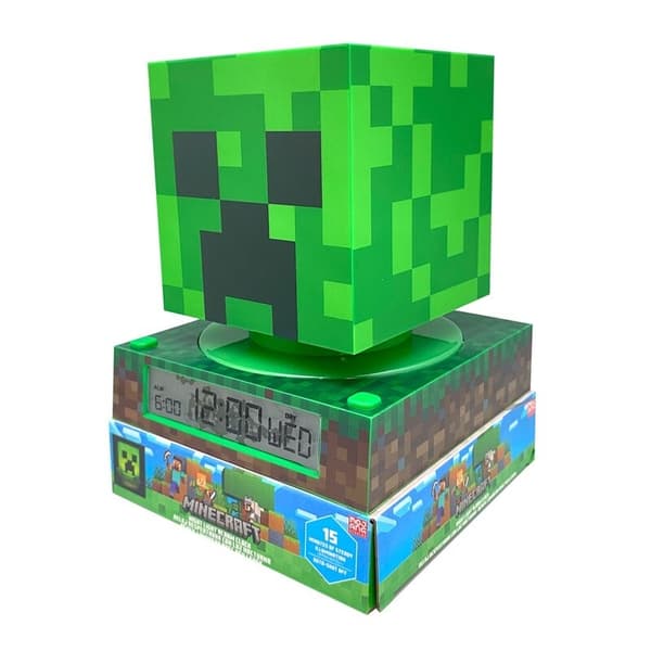 Minecraft 3D-lampe med vækkeur og LED-lys