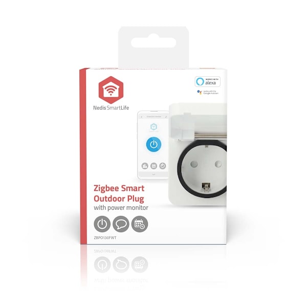 SmartLife Smart Plug | Zigbee 3.0 | IP44 | Effektmåler | 3680 W | Type F (CEE 7/7) | -10 - 40 °C | Android™ / IOS | Hvid | 1 stk.