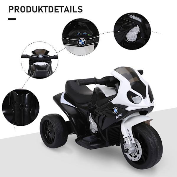 Bmw S1000Rr Lisensoitu Sähkökäyttöinen Lasten Moottoripyörä Lasten Ajoneuvo Akulla, Kolmipyörä, Teräs, Musta, 66X37X44 Cm