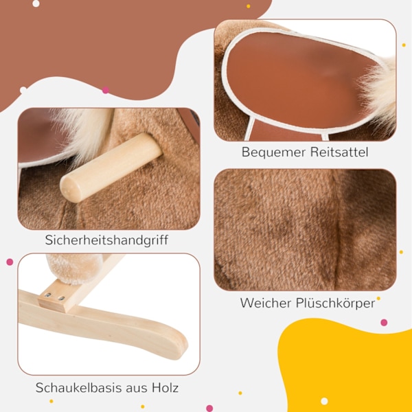 Pehmo Keinuhevonen Ruskea Keinueläinlelu Lasten L74Xl33Xk62Cm