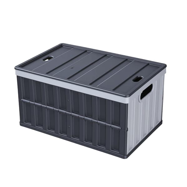 Hopfällbara förvaringsbehållare med lock, 65 liter, 2-pack, stapelbara