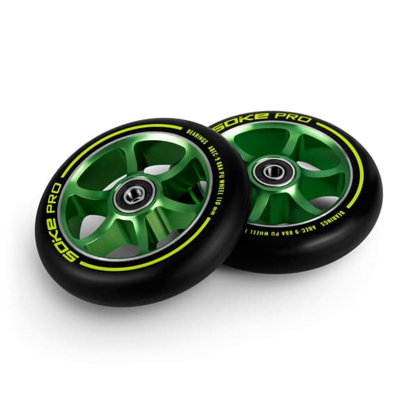 Grønne hjul til scooter 110 mm, 2-pak