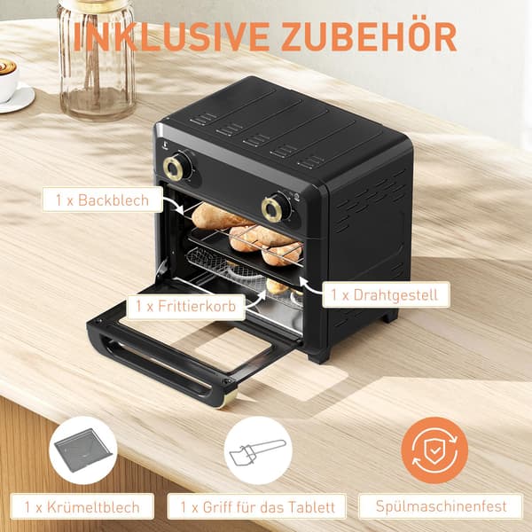 Konvektions miniovn, airfryer, timer, 10L, sort