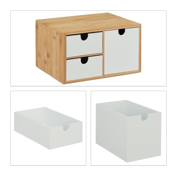 Skuffeboks i bambus &amp; MDF 3 rum