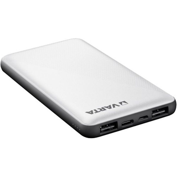 VARTA Energy Powerbank 10000mAh, 2x USB, 1x USB-C musta, Valkoinen