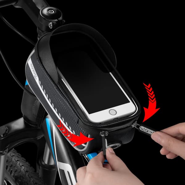 Cykelsteltaske, Vandtæt, 0,85L, Grå, Touchscreen
