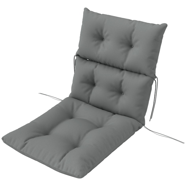Sædehynde, 115x56 cm stolehynde med bindebånd, ryglæn, 10 cm tyk polstring, vandafvisende sædehynde til hjem, have, kontor, stole, lysegrå