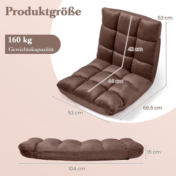 Justerbar klappestol, brun koralfleece