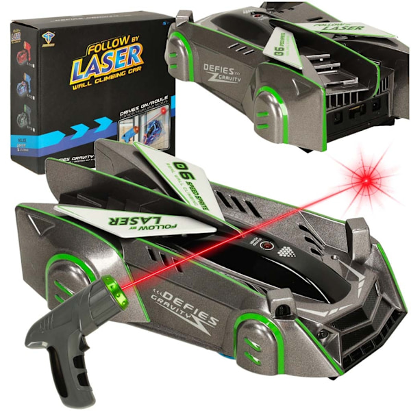RC-auto laserohjattu auto ajaa seinää laserharmaalla