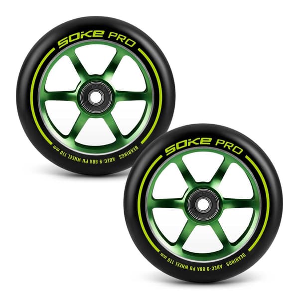 Gröna hjul till sparkcykel 110 mm, 2-pack