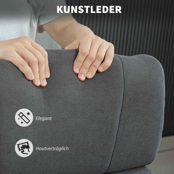 Justerbar kontorstol i fløjlslook, rullende, grå