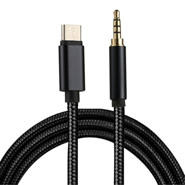 SiGN USB-C til AUX 3,5 mm lyd-/lydkabel, 1 m - sort/nylon