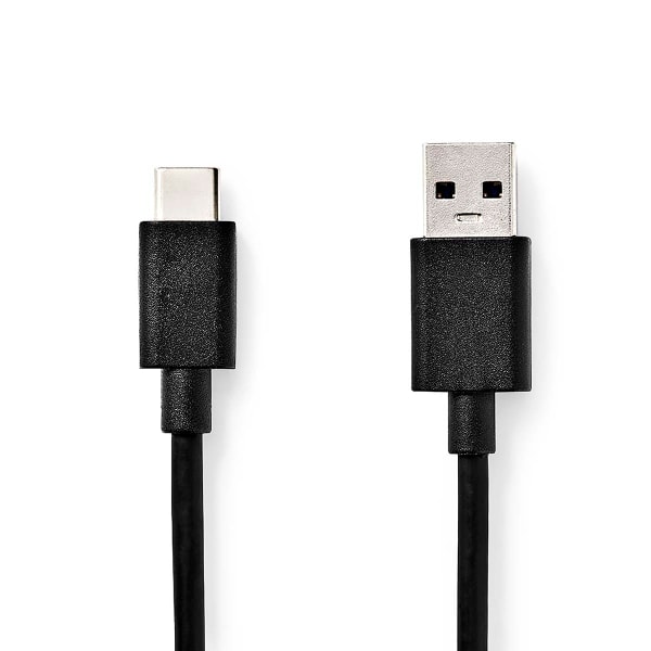 USB-kabel | USB 3.2 Gen 1 | USB-A Han | USB-C™ Han | 15 W | 5 Gbps | Nikkelplateret | 1.00 m | Runde | PVC | Sort | Label