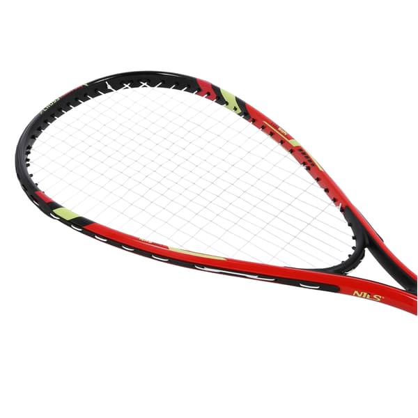 Crossminton-setti, jossa 2 mailaa, sulkapallot, punainen kansi