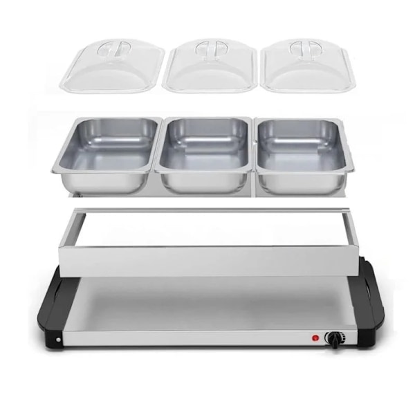 Cheffinger CF-BW300: 3,5 liter 2-i-1-buffetvarmer + kogeplade