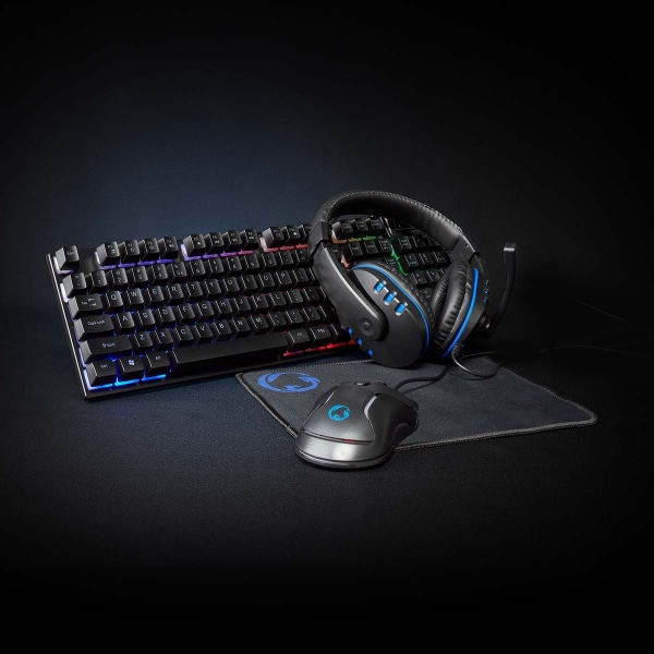Gaming Combo Kit | 5-i-1 | Tastatur, Headset, Mus og musemåtte | Sort | QWERTY | US layout Sort