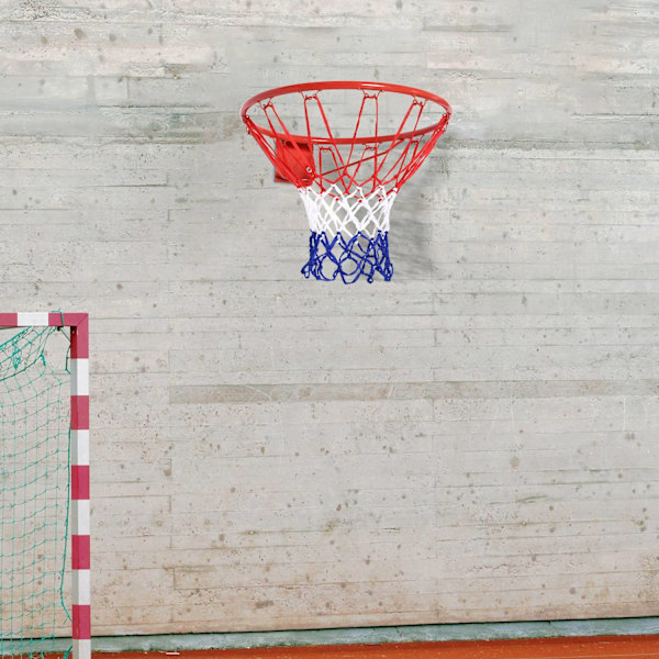 Basketballnet Basketballbøjle med net, stålrør + nylon, rød + blå + hvid, ø46 cm