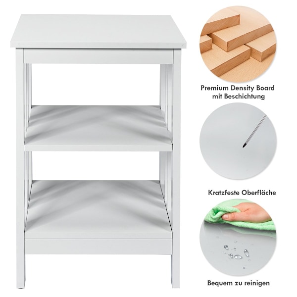 3-lags sengebord Sofabord Sofabord til soveværelse 40 x 40 x 61 cm Hvid